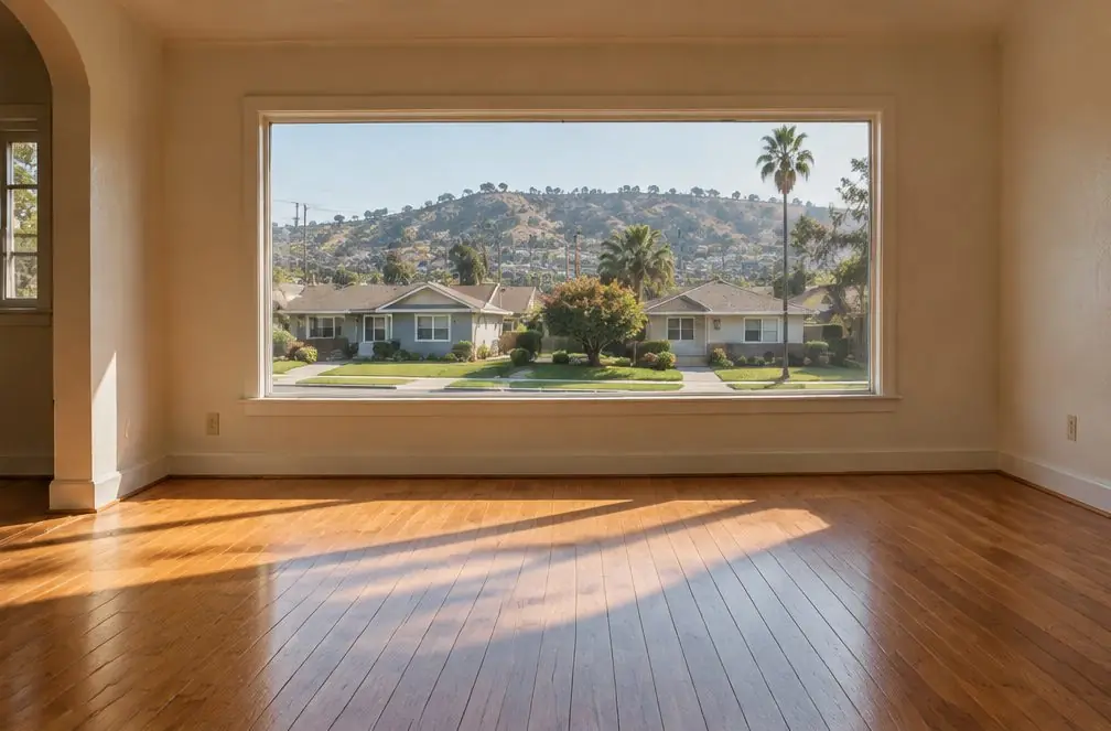 Illustration: a refinished oak floor in a typical Walteria home